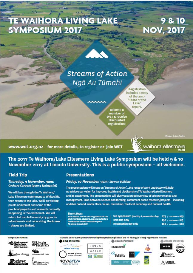 Te Waihora Living Lake Symposium Waihora Ellesmere Trust